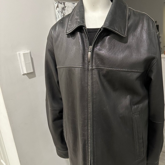 Axcess Luxury Mens Black Genuine Leather Jacket Sz M Zip Up With Deep Pockets - Picture 6 of 11